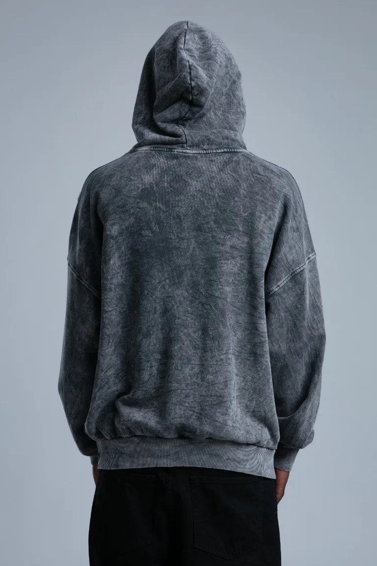 Hanorac Oversize cu Glugă și Detalii Distressed — imaginea 4