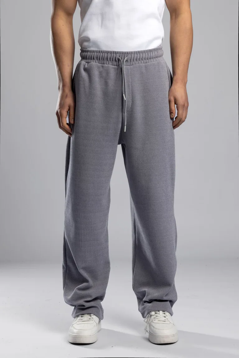 Pantaloni de Trening Texturați cu Talie Elastică și Șnur