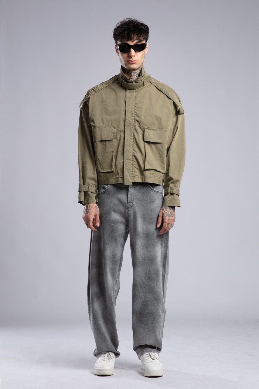 Blugi Baggy Washed Grey Jeans