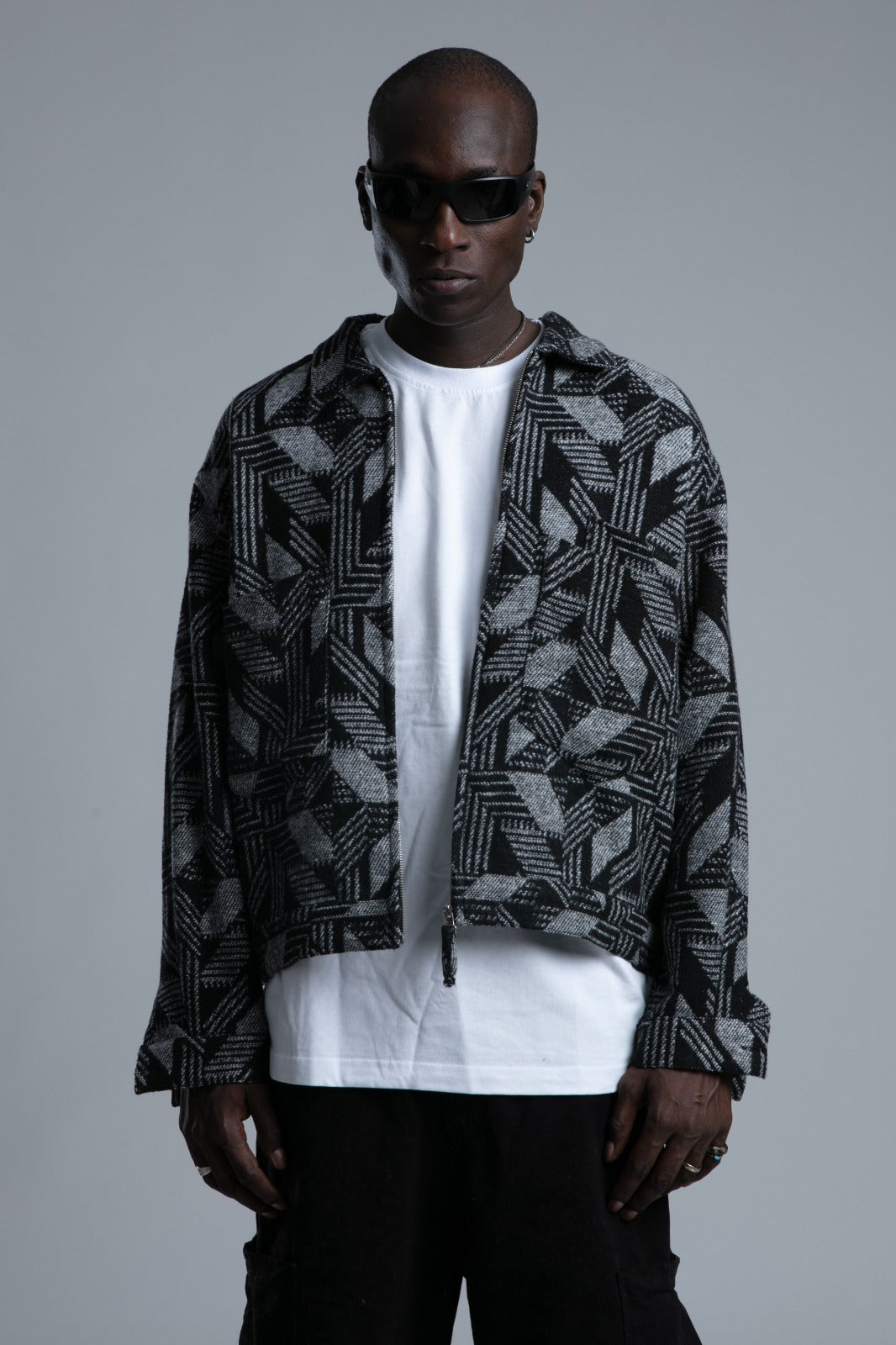 Jacheta Geo Pattern Zip Jacket